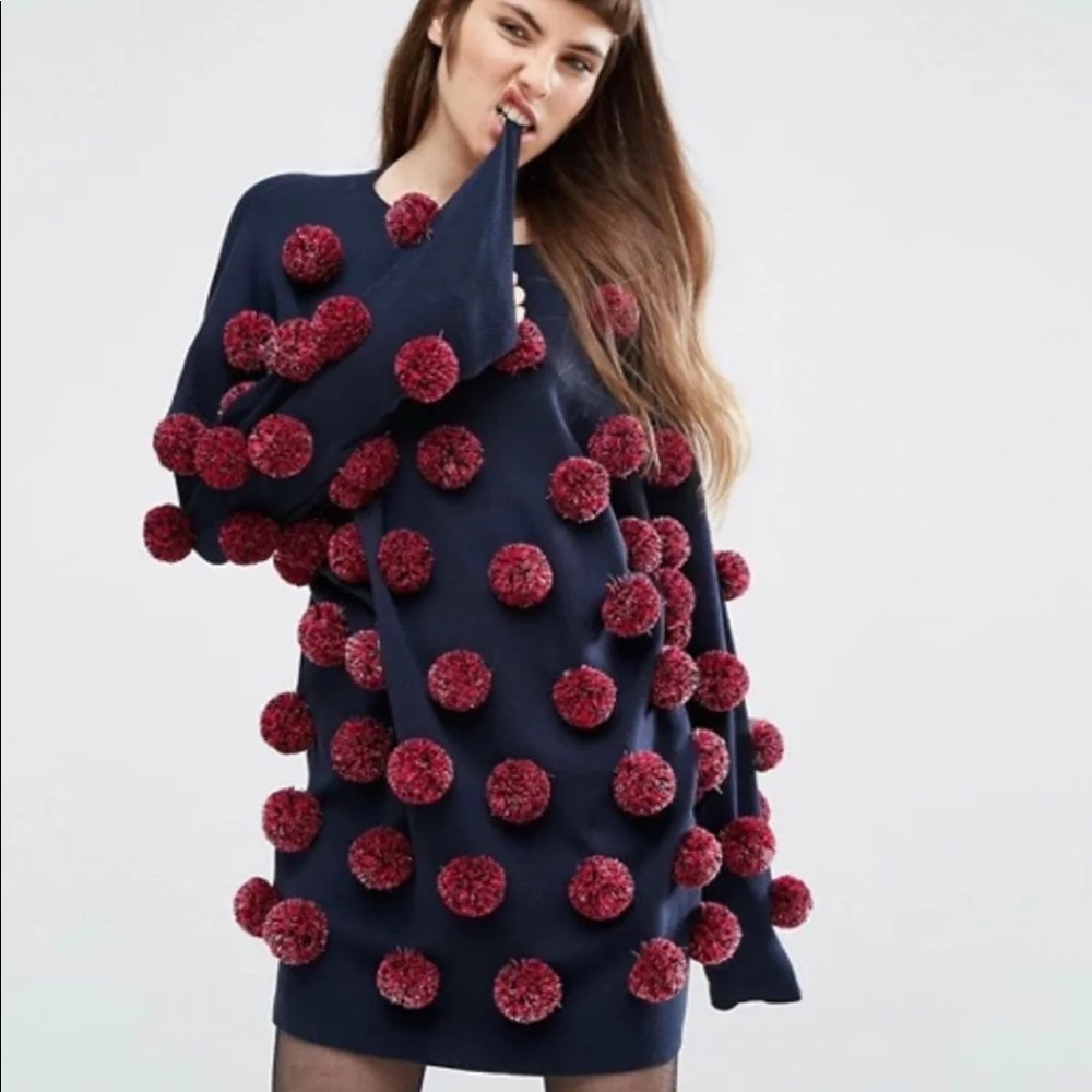 ASOS POM POM SWEATER DRESS